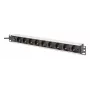 DIGITUS PDU - 1U montaje en rack de aluminio 8x toma CEE 7/7 1x toma 10A conector 250VAC 50/60Hz conector IEC C14 fusible previo