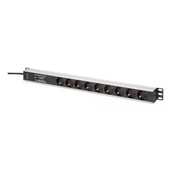 DIGITUS PDU - filtro de frecuencia montable en rack de aluminio 2 m 16 A 3600 W 230 V AC 50/60 Hz 7x seguridad 2x toma