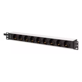 DIGITUS PDU - 1U montaje en rack de aluminio 8x toma schuko 1x salida 16A 230VAC 50/60Hz conector IEC C20