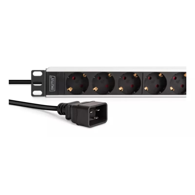 DIGITUS PDU - 1U montaje en rack de aluminio 8x toma schuko 1x salida 16A 230VAC 50/60Hz conector IEC C20