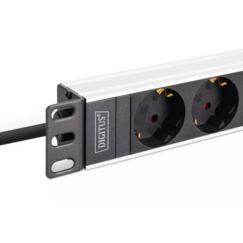 DIGITUS PDU - 1U montaje en rack de aluminio 8x toma schuko 1x salida 16A 230VAC 50/60Hz conector IEC C20