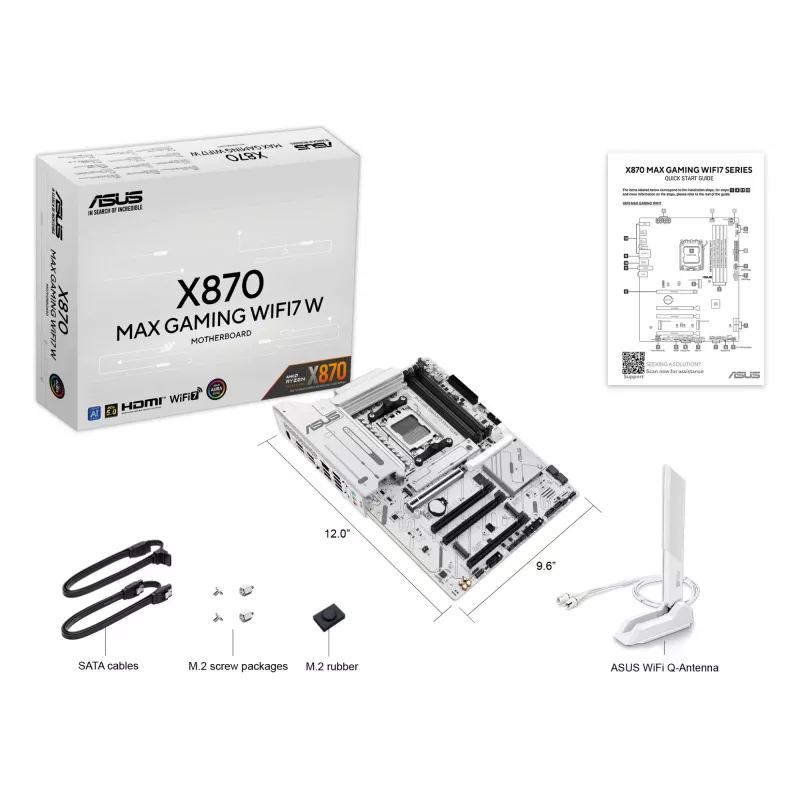 Placa base ASUS X870 MAX GAMING WIFI7 W ATX — AMD X870, socket AM5, DDR5, 4 DIMM, Wi‑Fi 7, 2,5Gb LAN