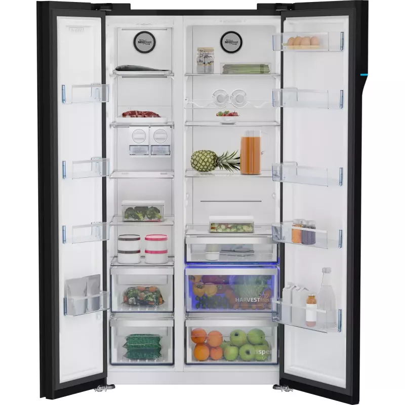 Frigorífico side-by-side Beko GN163140ZGBN independiente 558 L negro
