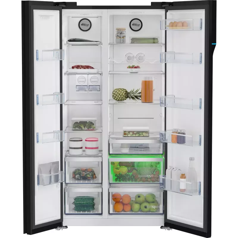 Frigorífico side-by-side Beko GN163140ZGBN independiente 558 L negro