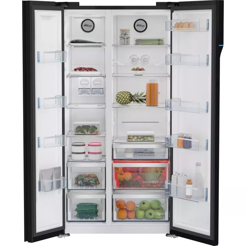 Frigorífico side-by-side Beko GN163140ZGBN independiente 558 L negro