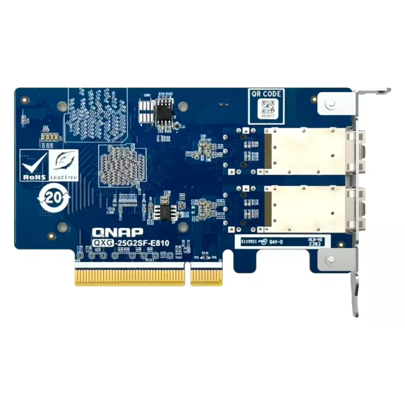 Tarjeta de red QNAP QXG-25G2SF-E810 interna fibra óptica 25000 Mbit/s
