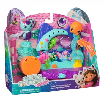 La casa de muñecas de Gabby: La película, acuario de MerCat, con figura de juego y accesorios de casa de muñecas, juguete infantil para niñas y niños a partir de 3 años
