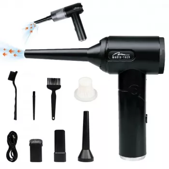 Soplador mini MEDIA-TECH MT6538 2 EN 1 Jet Air Duster — limpiador de mano inalámbrico, 2000 mAh, 65 W, 2500 l/min, 7000 Pa