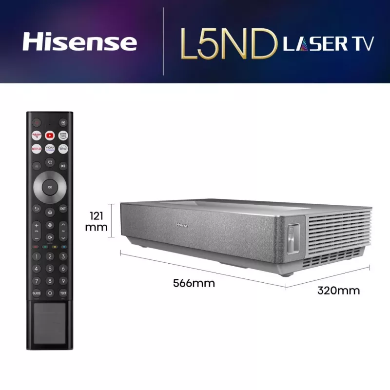 Televisor de proyección Hisense 120L5ND proyector de ultra corta distancia 2700 lúmenes ANSI DLP UHD 4K (3840x2160) negro, plata 3D