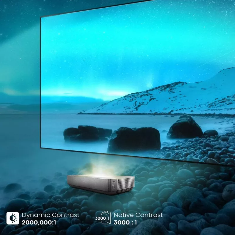 Televisor de proyección Hisense 120L5ND proyector de ultra corta distancia 2700 lúmenes ANSI DLP UHD 4K (3840x2160) negro, plata 3D