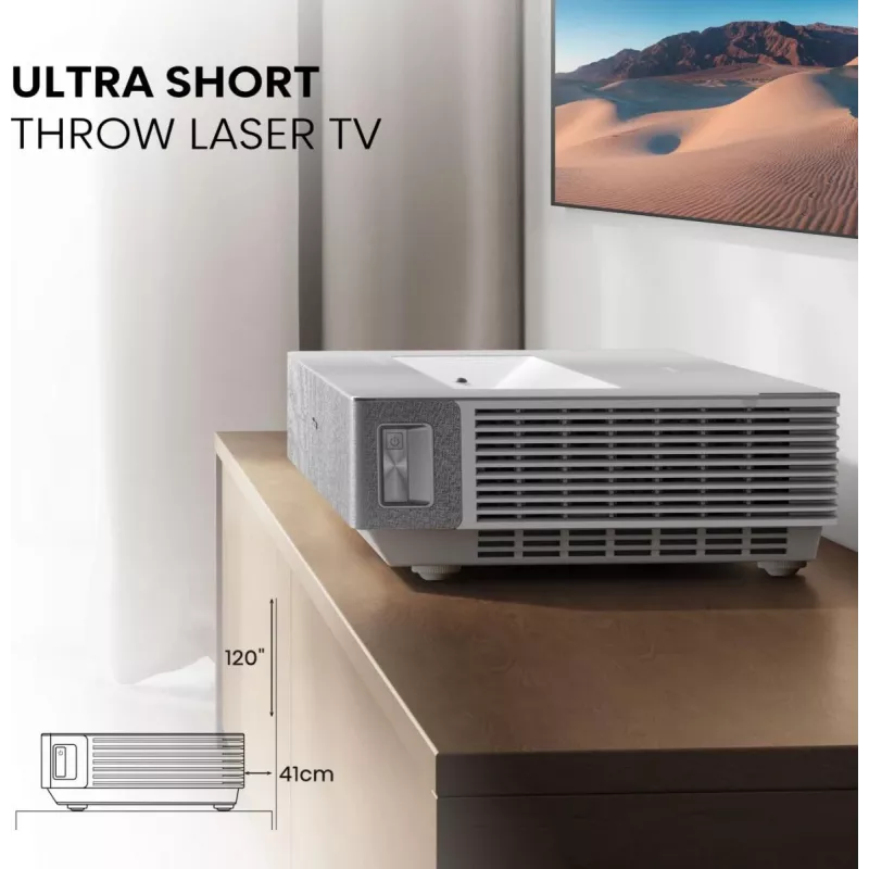 Televisor de proyección Hisense 120L5ND proyector de ultra corta distancia 2700 lúmenes ANSI DLP UHD 4K (3840x2160) negro, plata 3D