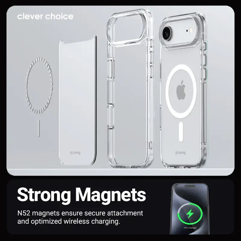 Funda Crong Clear MAG Cover con MagSafe para iPhone 17 transparente CRGCLRMIP1763TRS