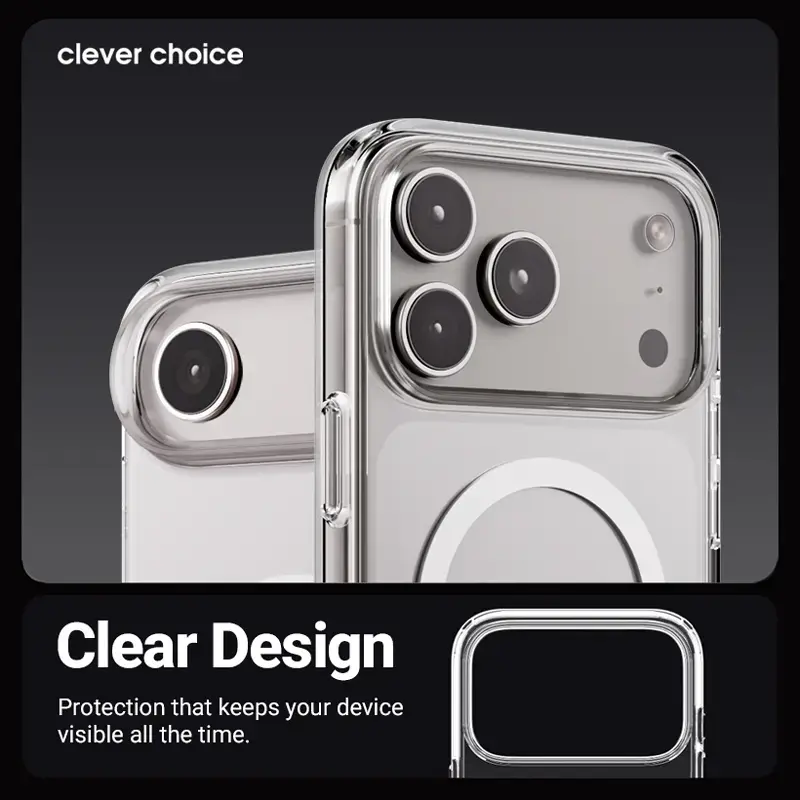 Funda Crong Clear MAG Cover con MagSafe para iPhone 17 transparente CRGCLRMIP1763TRS