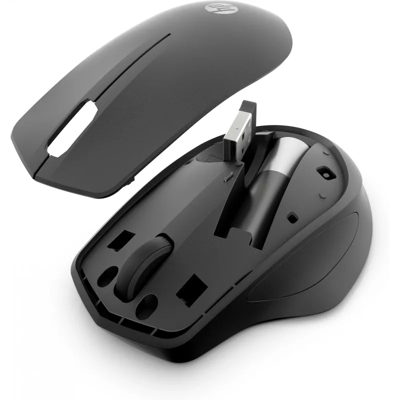 Ratón inalámbrico HP 280 Silent, para diestros, óptico, RF inalámbrico, negro