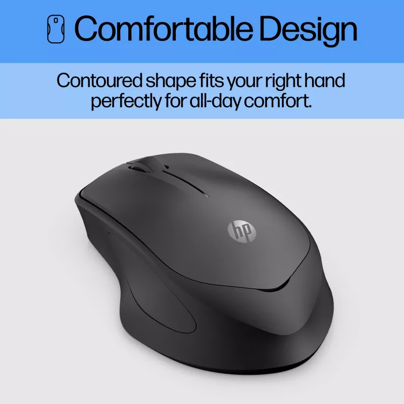 Ratón inalámbrico HP 280 Silent, para diestros, óptico, RF inalámbrico, negro