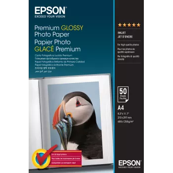 Epson Premium Glossy Photo Paper - A4 - 50 hojas, brillo, 255 g/m², A4, blanco, 50 hojas, 1 ud.