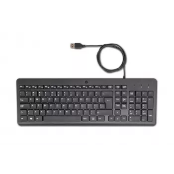 Teclado con cable HP 150, tamaño completo (100 %), con cable, USB, mecánico, QWERTY, negro