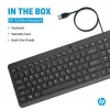 Teclado con cable HP 150, tamaño completo (100 %), con cable, USB, mecánico, QWERTY, negro