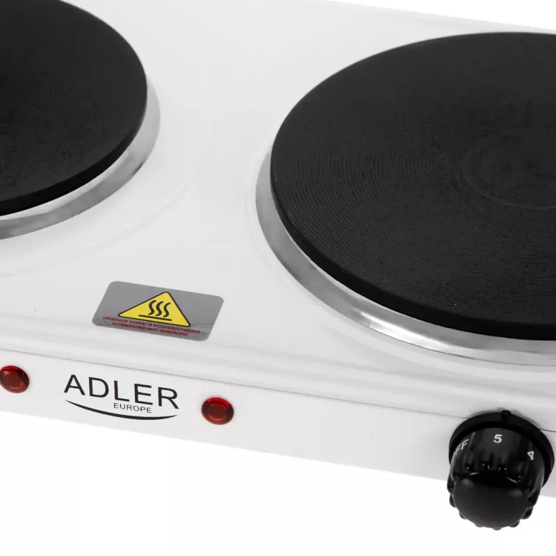 Placa eléctrica Adler AD 6520, 2 zonas de cocción, blanca