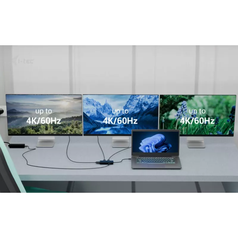 Adaptador de vídeo i-tec USB-C Triple 4K HDMI, Power Delivery 100W