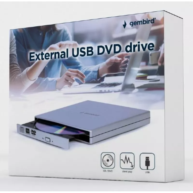 Unidad de DVD externa USB GEMBIRD, Plata