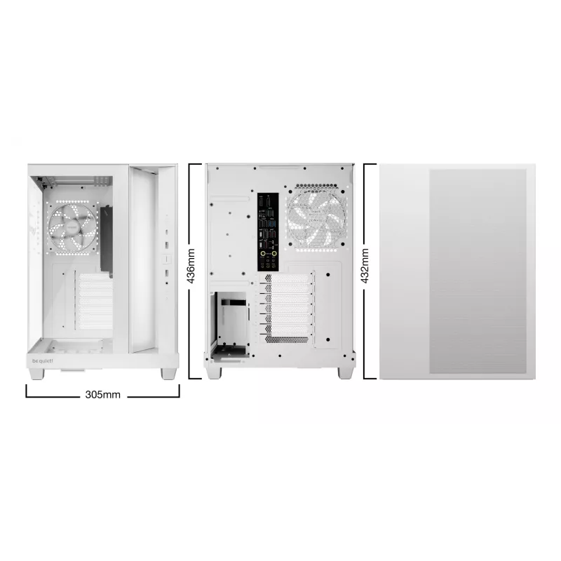 Caja de PC be quiet Light Base 500 LX White Midi Tower ATX/PS2 soporte para fuente de alimentación 3x120 mm frontal 1x120 mm trasero compatible con unidades de 2,5/3,5 pulgadas 305×436×432 mm
