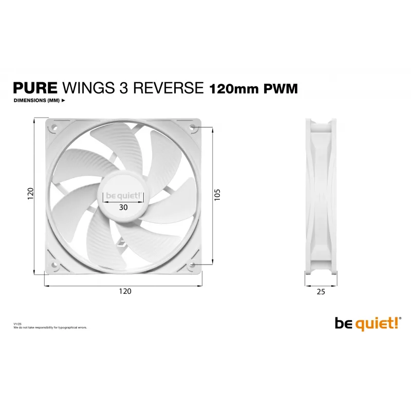 be quiet! Pure Wings 3 120mm | PWM Reverse Blanco pack de 3