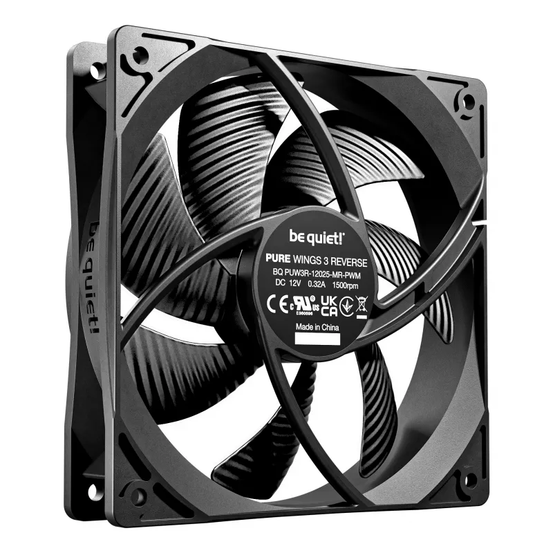 Ventilador para caja de PC be quiet! Pure Wings 3 120mm | PWM Reverse Triple-Pack 12 cm Negro 3 uds.
