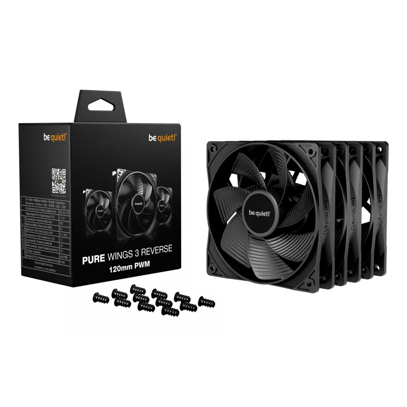 Ventilador para caja de PC be quiet! Pure Wings 3 120mm | PWM Reverse Triple-Pack 12 cm Negro 3 uds.
