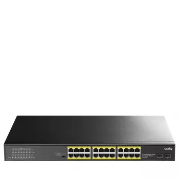 Switch Gigabit PoE+ CUDY de 24 puertos con 2 puertos Gigabit SFP modelo GS1028PS2