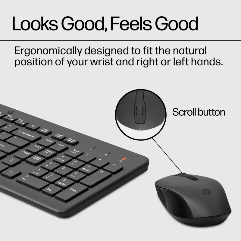 Conjunto de ratón y teclado inalámbrico HP 330, tamaño completo (100 %), inalámbrico, RF Wireless, QWERTY, negro, ratón incluido
