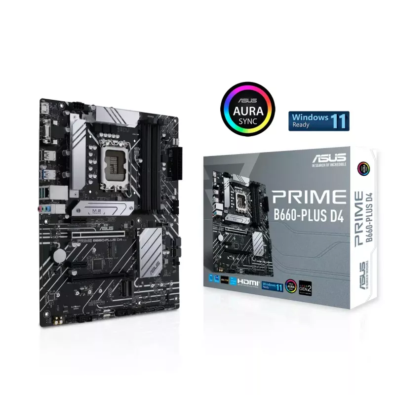 Placa base ASUS PRIME B660-PLUS D4 — Intel B660, LGA 1700, ATX, DDR4, 4× DIMM, 128 GB, 3× M.2, 2.5 Gb LAN