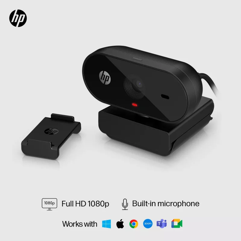 Webcam HP 320 FHD, 1920 x 1080 píxeles, Full HD, 30 fps, hogar, USB, negro