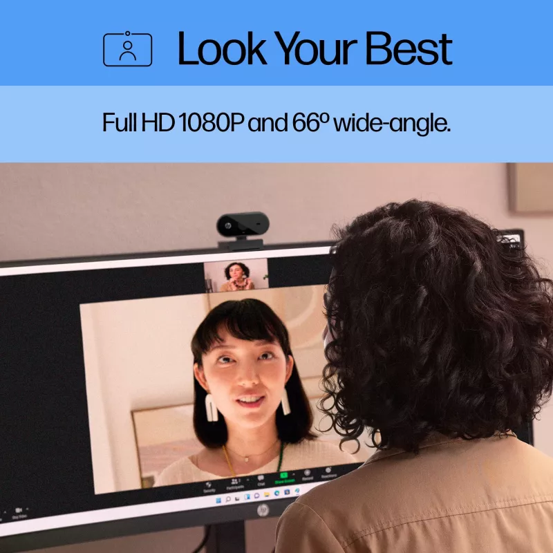 Webcam HP 320 FHD, 1920 x 1080 píxeles, Full HD, 30 fps, hogar, USB, negro
