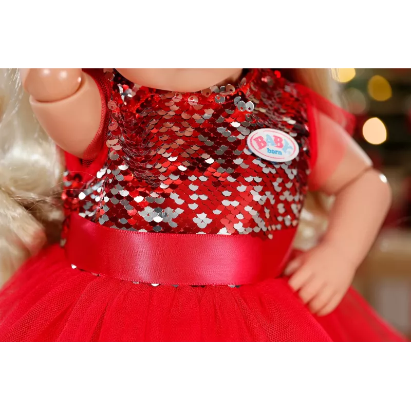 Zapf Creation BABY born vestido navideño 836118 para muñecas de hasta 43 cm, con leggings, zapatos y gorro de Navidad, a partir de 3 años