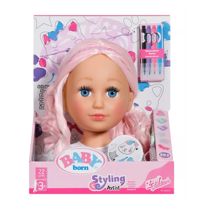 Cabeza de muñeca para peinar y maquillar BABY born Styling Head Artist, femenino, 3 año(s), multicolor