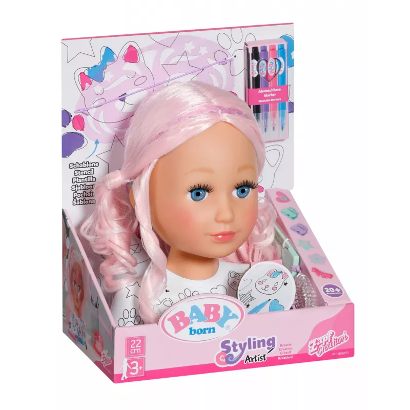 Cabeza de muñeca para peinar y maquillar BABY born Styling Head Artist, femenino, 3 año(s), multicolor