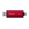 SSD externo Kingston 512 GB Dual USB-A/USB-C portátil, USB 3.2 Gen 2, lectura 1050 MB/s, escritura 950 MB/s, negro/rojo