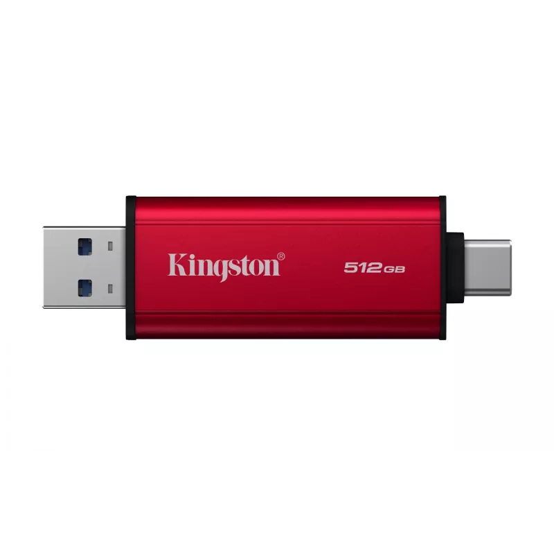SSD externo Kingston 512 GB Dual USB-A/USB-C portátil, USB 3.2 Gen 2, lectura 1050 MB/s, escritura 950 MB/s, negro/rojo