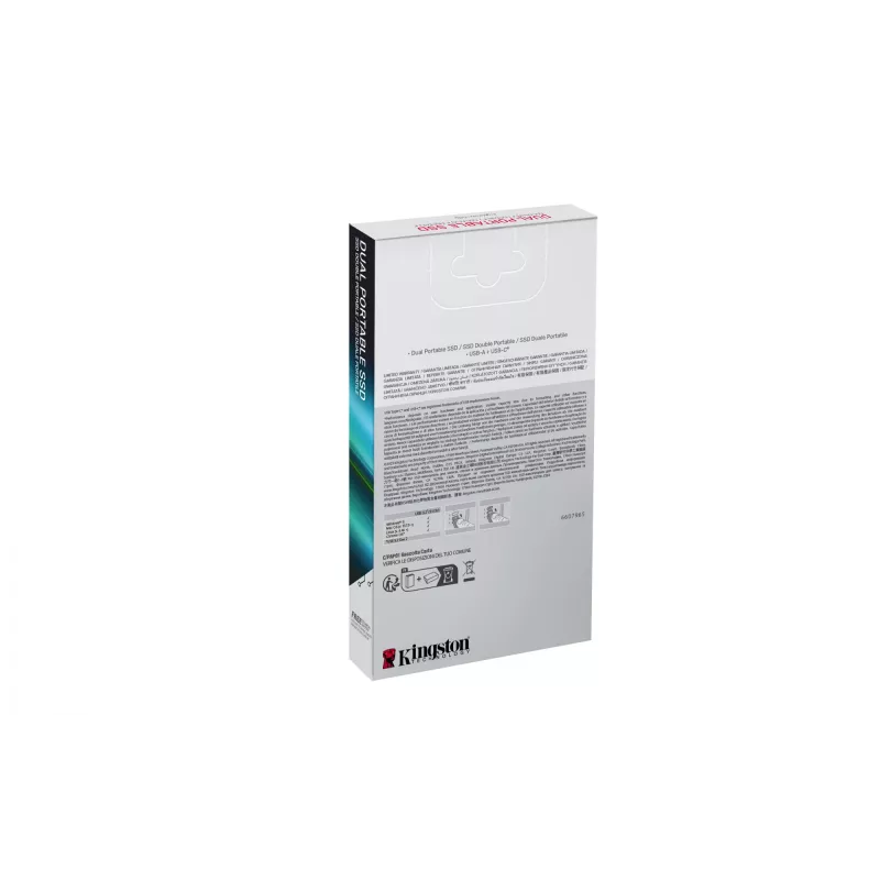 SSD externo Kingston 2 TB Dual USB-A/USB-C, USB 3.2 Gen 2, lectura 1050 MB/s, escritura 950 MB/s, negro/rojo