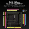 Caja semitorre para PC CORSAIR FRAME 5000D RS — negra, compatible con ATX/EATX, 3 ventiladores frontales de 140 mm, cristal templado, 250×556×542 mm