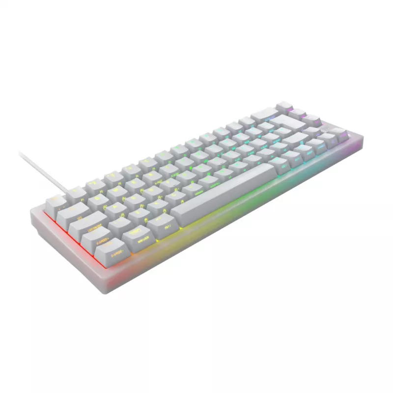 CHERRY XTRFY K5V2 RGB teclado gaming mecánico con cable compacto 65 %, CHERRY MX2A Red, distribución alemana QWERTZ, blanco