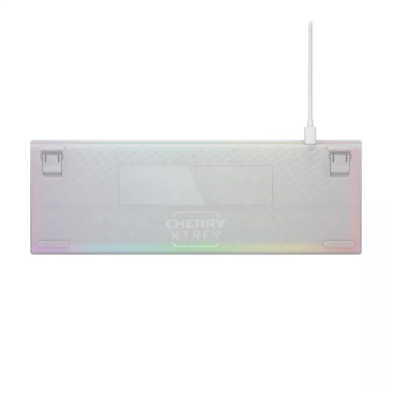 CHERRY XTRFY K5V2 RGB teclado gaming mecánico con cable compacto 65 %, CHERRY MX2A Red, distribución alemana QWERTZ, blanco