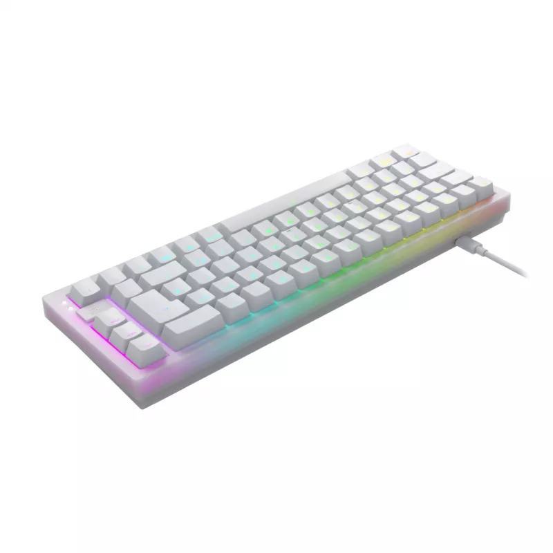 CHERRY XTRFY K5V2 RGB teclado gaming mecánico con cable compacto 65 %, CHERRY MX2A Red, distribución alemana QWERTZ, blanco