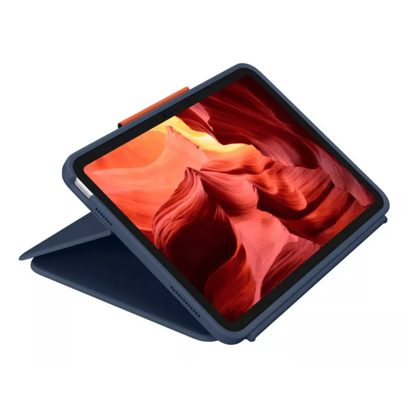 Funda de teclado Logitech Rugged Combo 4 Touch QWERTZ Alemán Smart Connector Azul para iPad 10.ª gen (A16) con Trackpad Dock 256×195×20 mm