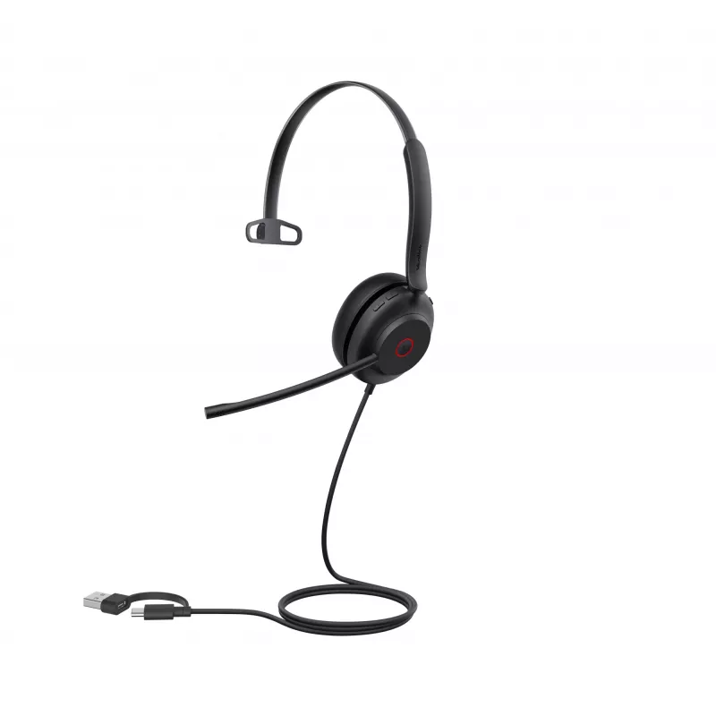 Yealink UH35 Mono UC Auricular USB-C/A, con cable, 20–20000 Hz, llamadas/música, 96,5 g, Auricular, Negro