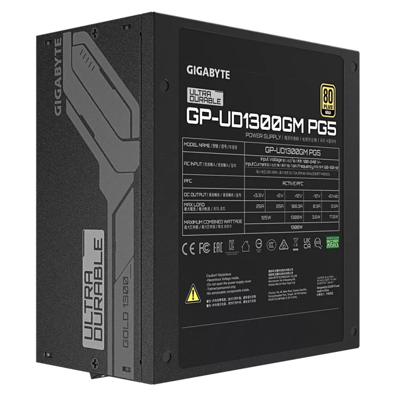 Fuente de alimentación GIGABYTE UD1300GM PG5 1300 W 20+4 pines ATX ATX negra