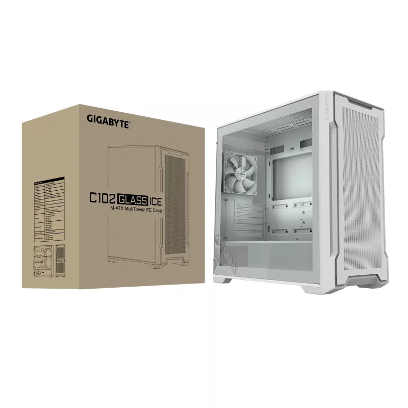 Caja de PC GIGABYTE C102 GLASS Midi Tower blanca