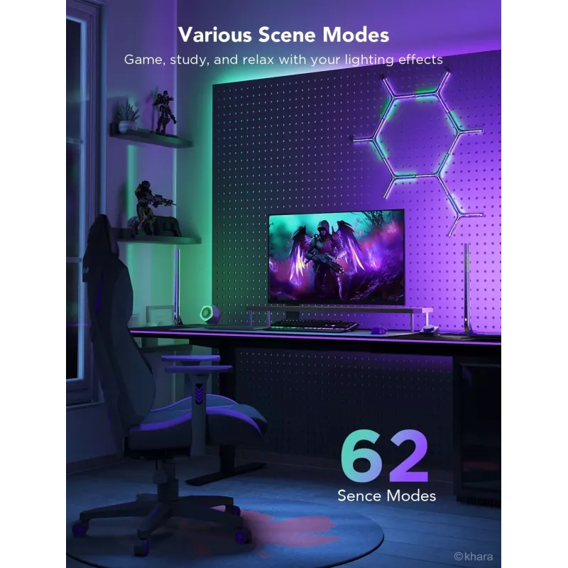 Set de iluminación inteligente Govee H6047, Wi‑Fi/Bluetooth, 12V 24W, negro, 5 uds.
