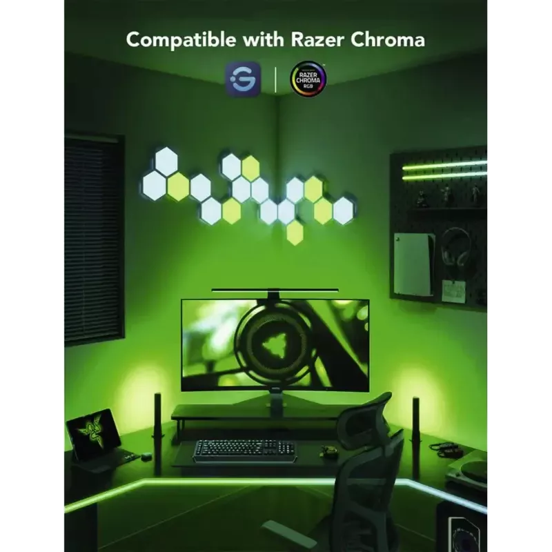 Set de iluminación inteligente Govee H6608 — Wi-Fi/Bluetooth, negro, multicolor, 3 uds., cable de 1,5 m